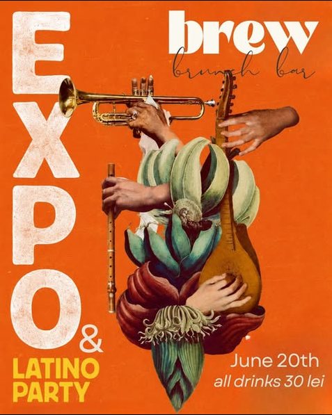Afiș: Expo & Latino Party la brew — 20 iunie, toate băuturile 30 lei
